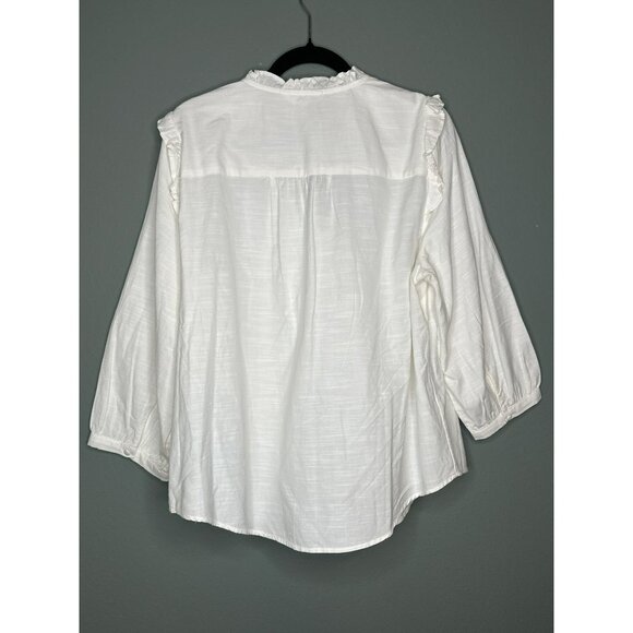 Lauren Conrad Women's Plus 0X White Ruffle Sleeve LS Blouse NWOT - Picture 3 of 13